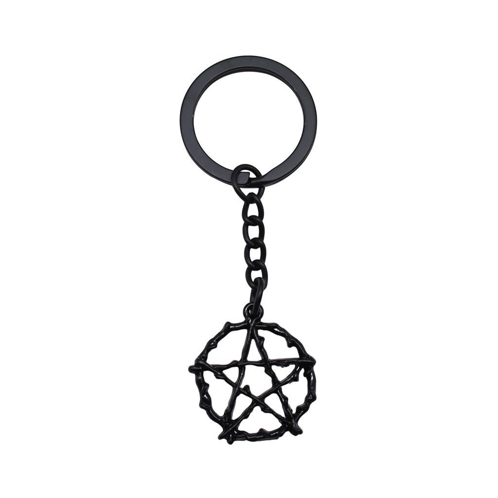 28mm Key Ring Star Pentagram Moon Minimalist Jewelry Components QY043