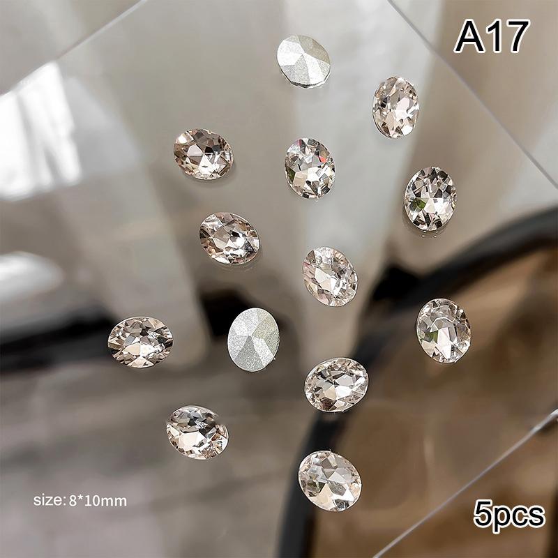 5Pcs Luxury Crystal Diamonds Pile Drills Nail Art Rhinestone 3D Diy Stacked Drill Jewelry Charms Manicure Decoration Accessorie