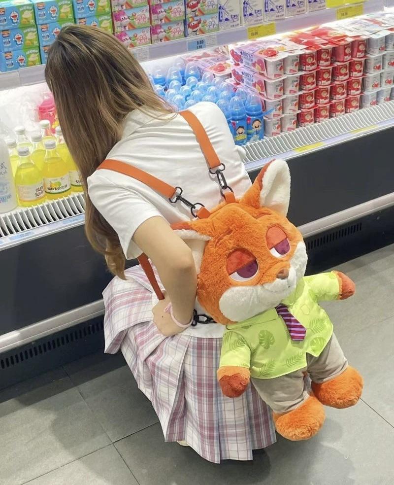 Crazy Zootopia Original Latest Plush Doll Backpack 3D Cartoon Adorable Women's Plush Backpack Fashion Trend Doll Backpack