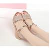 Soft Leather Sandals Women's Open Toe Slope Heel Caligae Women's 2026 Summer Thick Middle Heel Fashion Versatile Soft Soled Women's Sandals