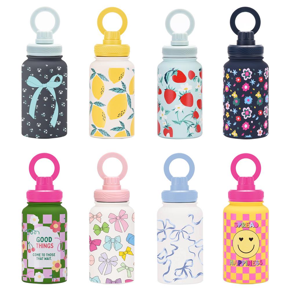 650Ml Large Mouth Thermos Cup Stainless Steel Sports Water Cup Mobile Phone Magnetic Suction Bracket With Printed Water Cup