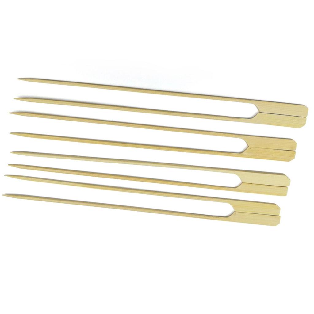 100x Bambusspieße Holz Grillspieße BBQ Tragbare Zubehörwerkzeuge BBQ Essensspieße für Party Gemüse Barbecue Snacks