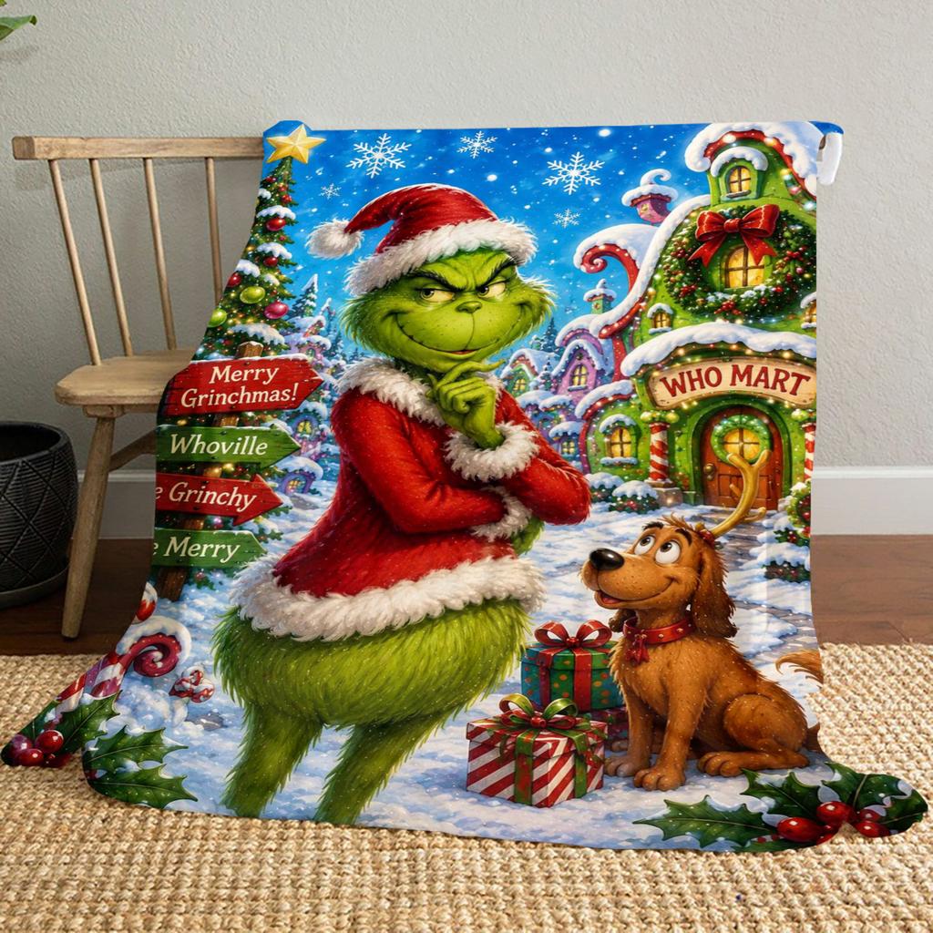 Christmas Gift Comedy Movie How the Grinch Stole Christmas blanket home warming, four season bed decoration sofa cover flannel throwing blanket K23
