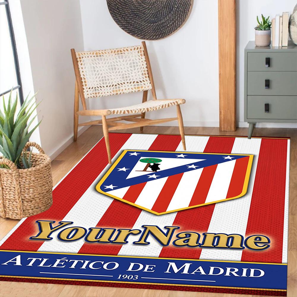 Atletico Madrid Customizable Name Carpet Perfect for Decorate room Living Rooms Outdoor Bedrooms Anti-slip Rug Decorate Offices Gift for Festivals