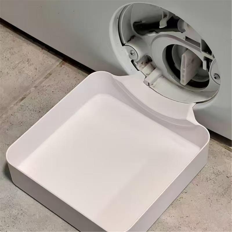 Drain Guide Tray for Washer Area 2 Piece PE Plastic Funnel Tray Set with Square Form and Curved Water Channel for Laundry Room Drain Use