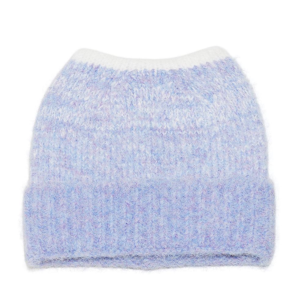 Temu Autumn and Winter New Wool Hat Gradual Change Color Blended Devil Cat Ears Pullover Hat Knitted Hat Women