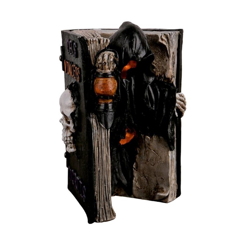 Hand Carved Specters Book Figurine Resin Artwork Mysterious Halloween Shelf Decors For Themed Parties