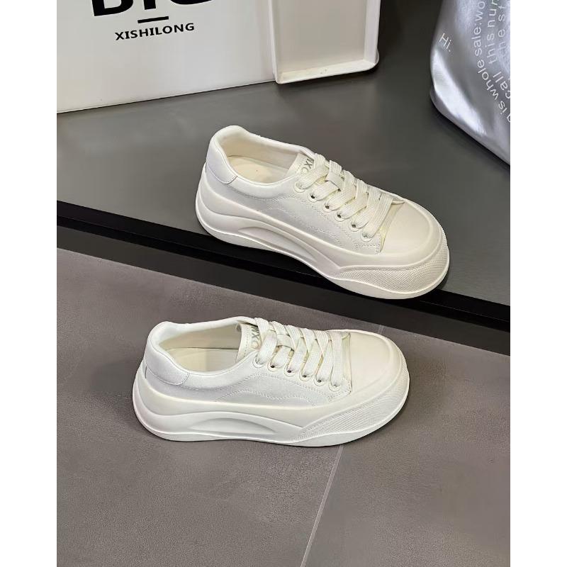 

thick-soled muffin little white shoes women s new leather versatile sports and leisure shoes comfortable soft-soled lightweight board shoes 35 бежевый