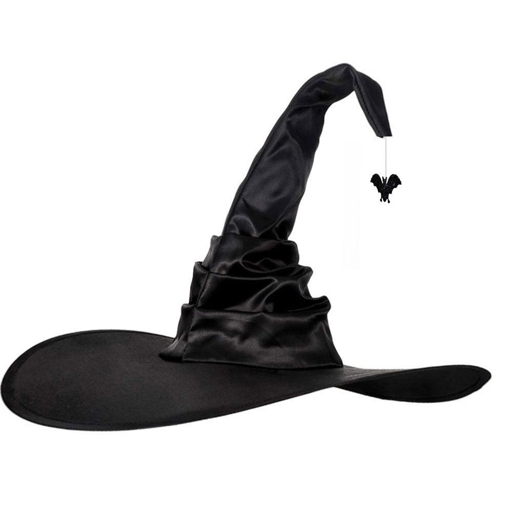 Halloween Pleated Witch Hat Wizard Wizardry Cosplay Prop Black Party Masquerade Headwear