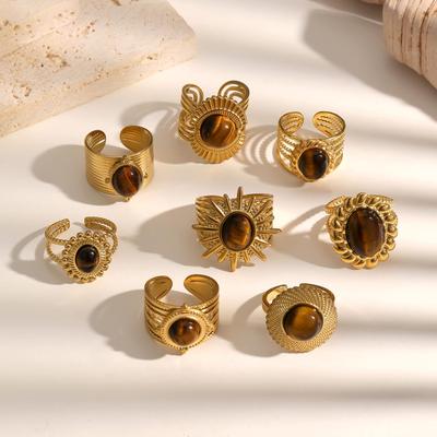 Eleganter Goldblumenring - Französischer Luxus & Vielseitiges Hong Kong Stil Edelstahl Design