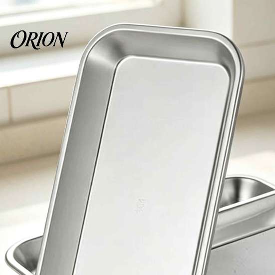 Polished Stainless Steel Dish Serving Plates, Commercial Condiment Snack Kitchen Prep Metal Plates Tray, Grill Baking Steamer Pan for Homemade Noodles
