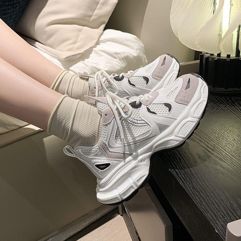 

Женские дышащие легкие кроссовки Dad Shoes — повседневные кроссовки на толстой подошве для бега осень/зима 2024 года. 40 белый