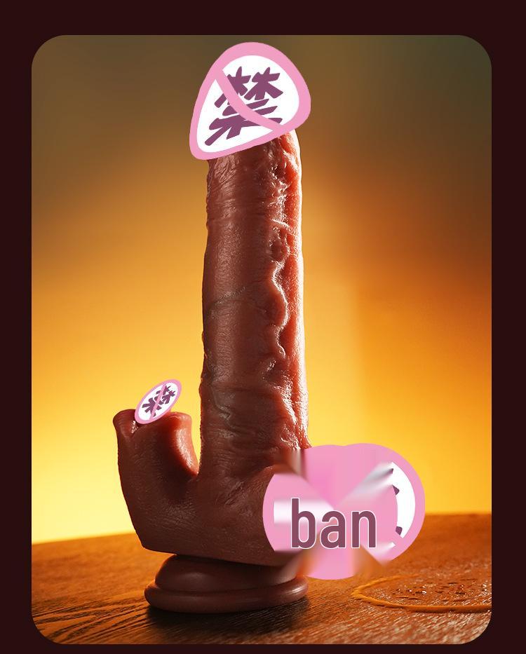 Automatic Retractable Vibrator with Licking Tongue & Fake Penis for Women - Adult Masturbator & Sex Toy