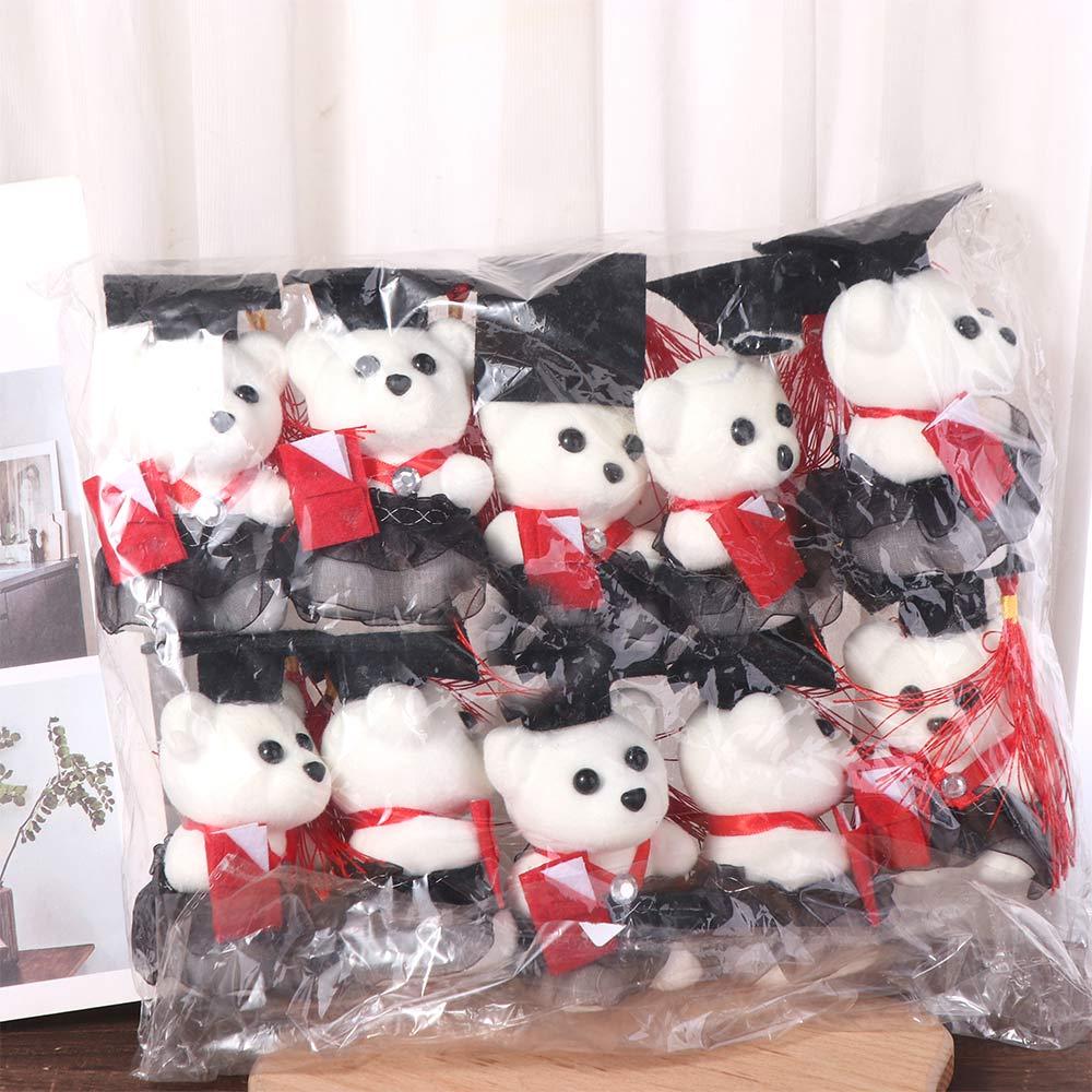 10 pcs/set Celebrate Party Graduation Bear Doll Bouquet Bachelor Bear Plush Toy  Happy Graduation