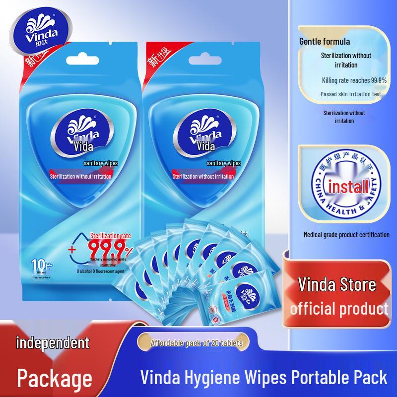 "Vinda Portable Sterilizing Wet Wipe: Single Disposable Disinfection Pack"