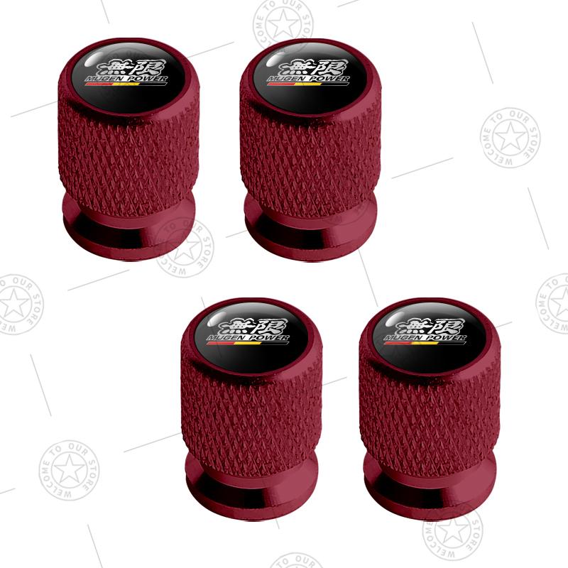 4pcs Mugen Power Typer Logo Car Wheel Tire Valve Caps Air Stem Aluminum Accessories For Honda Civic Fit Jazz Accord Inspire City
