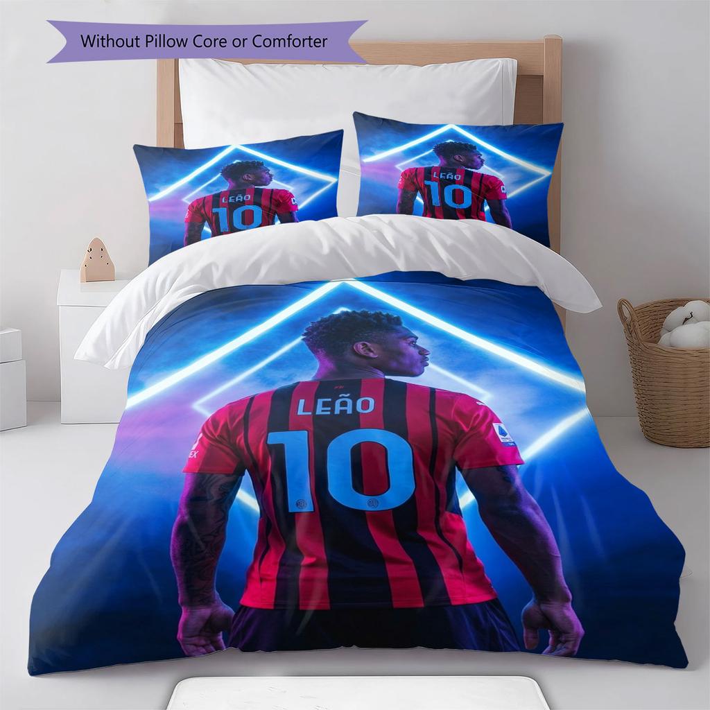 Set Copripiumino Trapuntato con Immagine del Calciatore Rafael Leão Federa Decorazione per la Casa Regalo di Compleanno (1 * copripiumino + 2 * federa, senza nucleo)