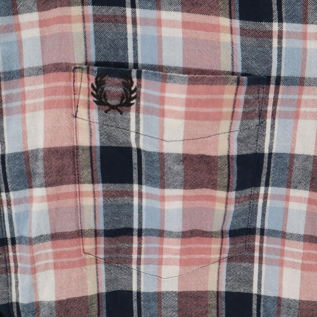 Fred Perry Karomuster-Wechsel Kurzarmhemd M schwarz Herren Gebraucht