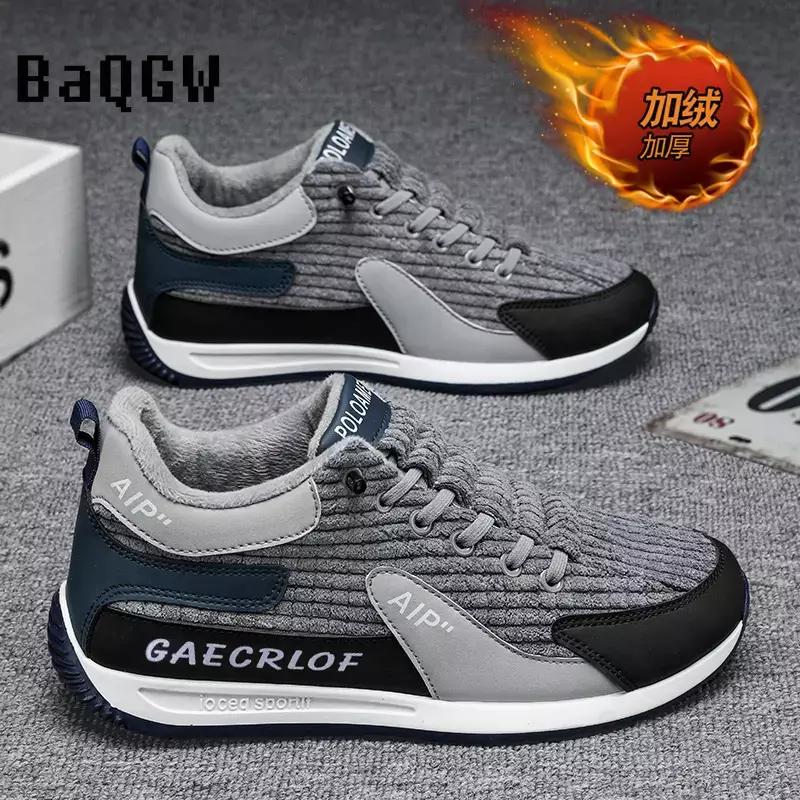 Модные зимние меховые повседневные кроссовки мужские модные теплые дизайнерские замшевые — фото 7