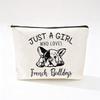 Cute Dog Print Linen Makeup Bag - Wear-Resistant & Portable Storage with Zipper