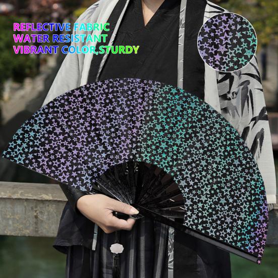 Folding Fan Portable Lightweight Decorative Bamboo Frame Reflective Butterfly Performance Hand Fan Party Decor