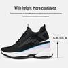 Invisible 8CM Height Increasing Men's Shoes - Breathable Flyknit Low Heel Running Casual Sneakers for Spring & Autumn.