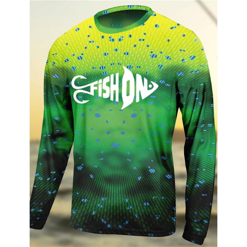 Men's Fishing Shirt Outdoor Long Sleeved UV Protection Breathable Quick Dry Lightweight Sweat Wicking Tops Spring Summer Fishing