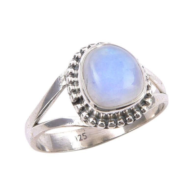 Natural Rainbow Moonstone Gemstone Handmade 925 Sterling Silver Ring S.6.5 G1a59