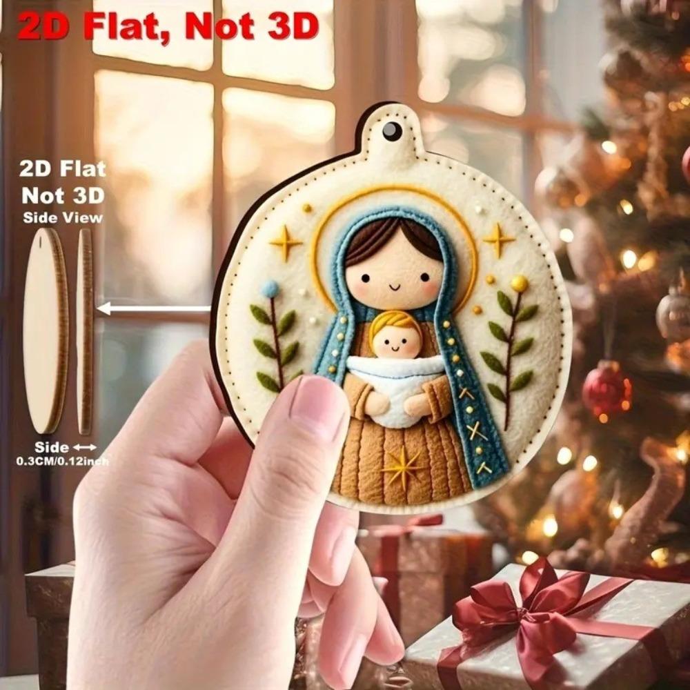 12 stuks Jezus, Onze Lieve Vrouw, Engelen, Schapen Kerstboom Hanger 2D Plat DIY Kerst Decoraties Handgemaakt Vakantie Cadeau Decor