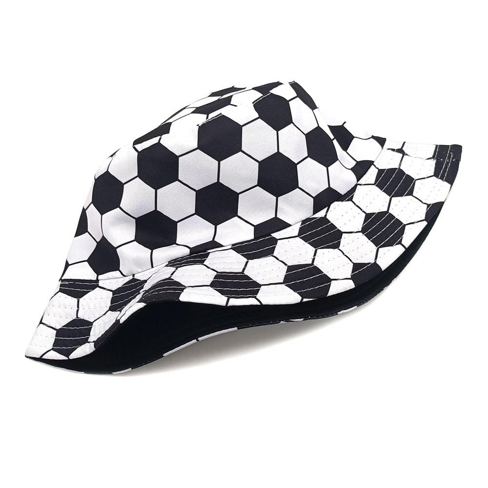1pc Sunscreen Bucket Hat Football Print Fisherman Hat Double Sides Flat Top Panama Caps for Men Women Reversible Outdoor Sun Hat