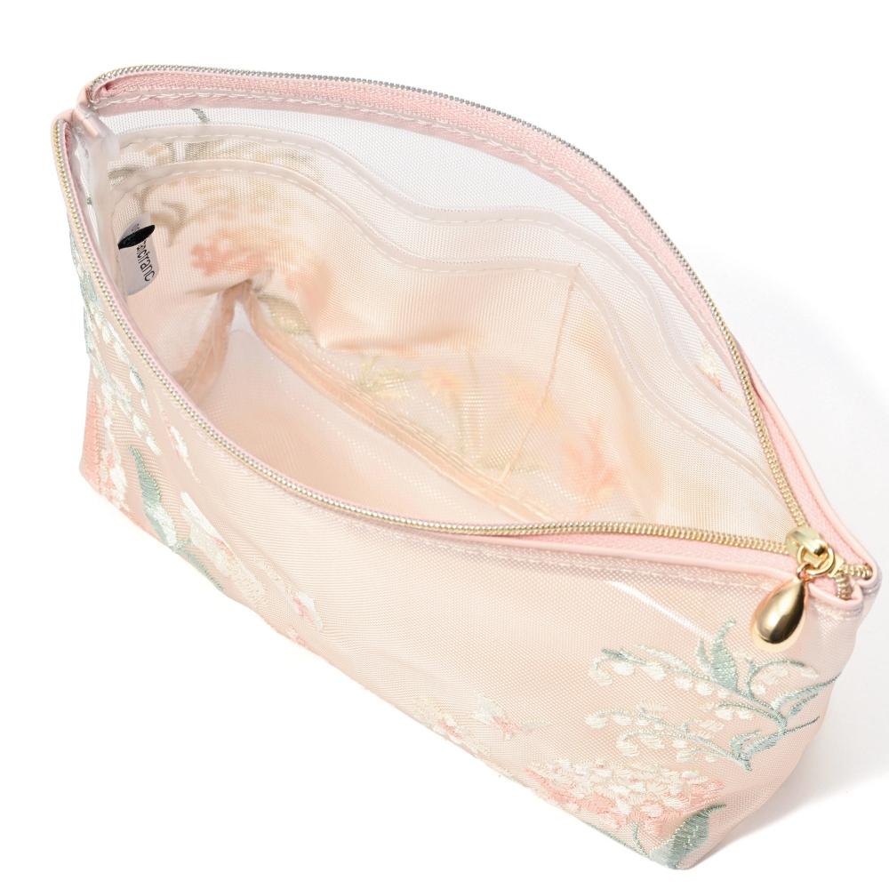 Franc Franc Japan Mesh Embroidered Pouch L Pink