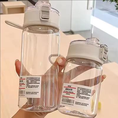 Portable Transparent Kawaii Water Bottle Sports Water Cup Plastic Handy Cup Outdoor Travel Office Essential Water Bottle Cup