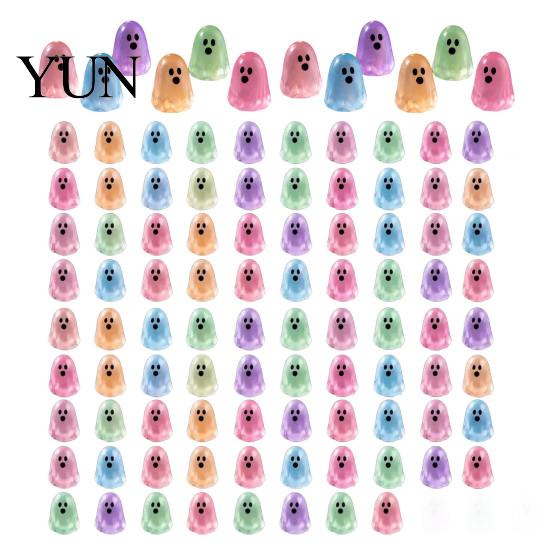 Spooky Atmosphere Decor for Holidays Glow in The Dark Ghost Figurines, Cute Resin Bead Set Halloween Creative Ornaments DIY Projects Decoration, Mini