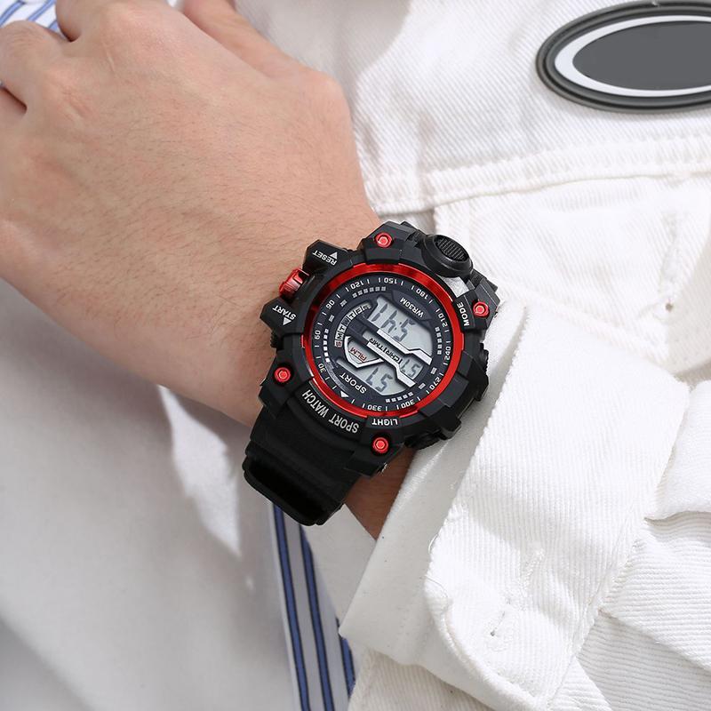 YIKAZE Men's Sports Watches Waterproof Luminous Men Sport Watch Multifunction LED Digital Watch Fitness Electronic Watch for Kid
