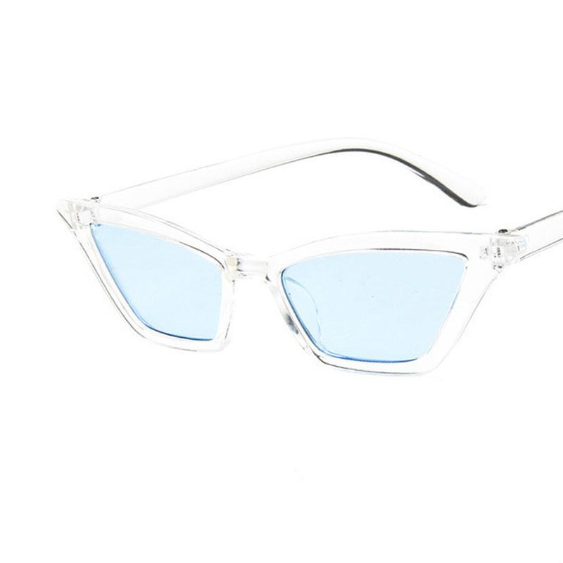 Cat Eye Sunglasses Lady Retro Small Frame Sunglasses Transparent Dazzle Color Sunglasses