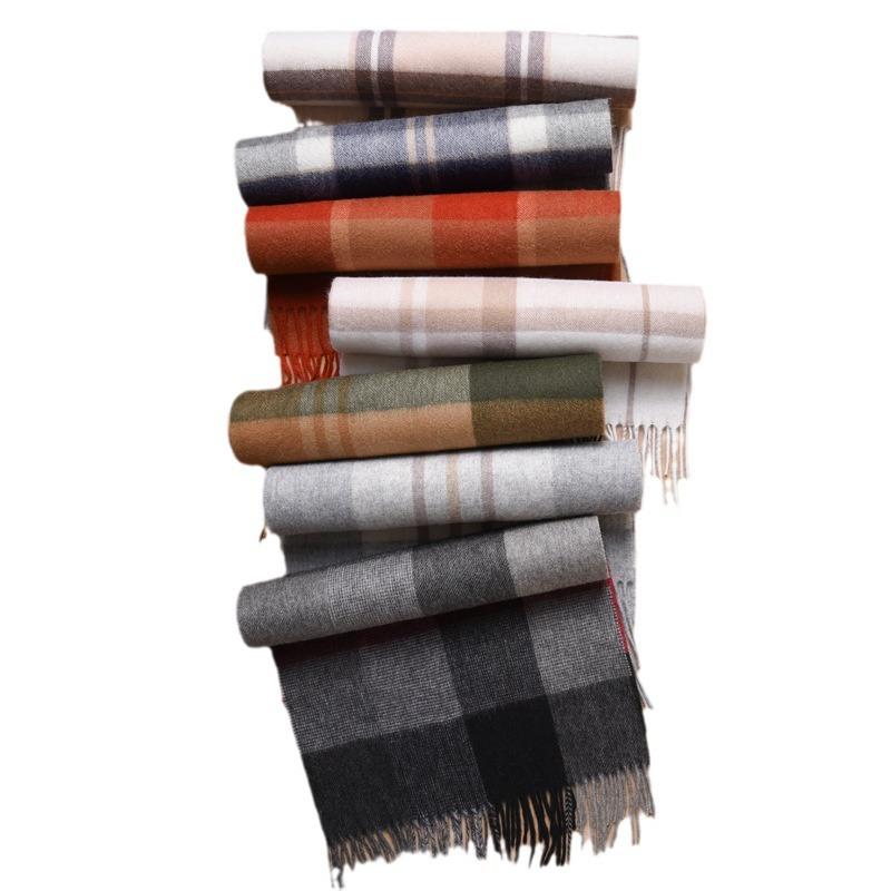 Pure red plaid scarf women's winter new British classic plaid high-end scarf men