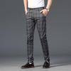 Pantaloni da uomo a quadri slim fit elasticizzati - Pantaloni dritti casual alla moda per l'autunno