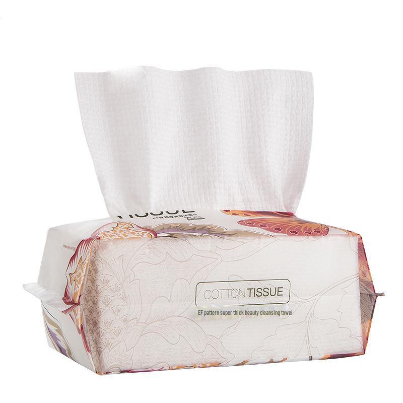 Одноразовое полотенце для лица из утолщенного растительного волокна с рисунком EF без ворса: Мягкий, приятный для кожи, дышащий, подходит для сухой и влажной уборки.