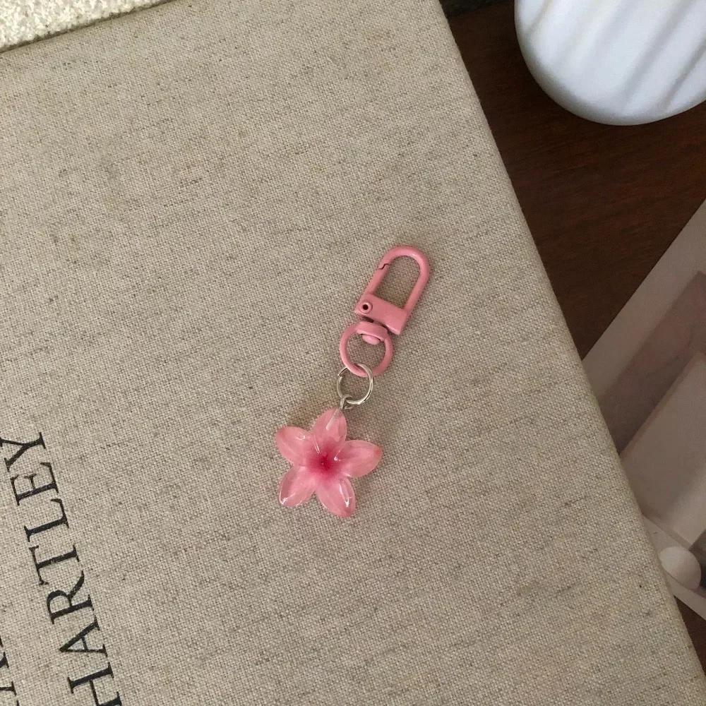 Cute Colorful Flower Pendant Keychains Women Bag Earphone Case Pendant DIY Accessories Car Key Ring Girl Candy Color Key Chains
