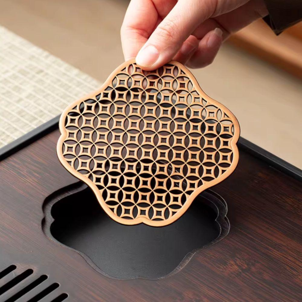 Japanese Style Bamboo Drain Tea Tray Rectangular Water Storage Tea Tray  Easy To Clean