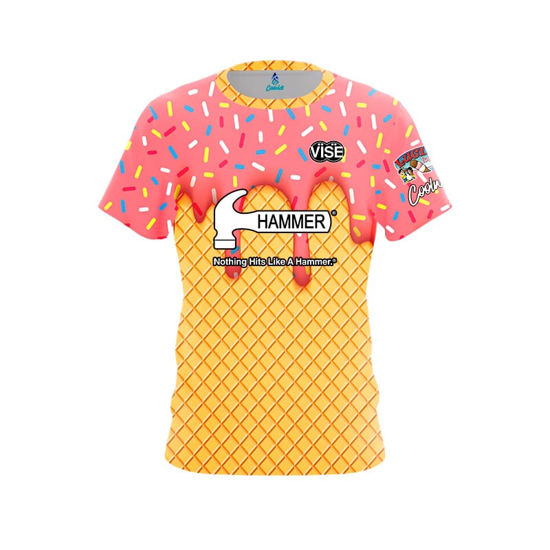New Men Hammer Ice Cream Waffle Cone 3D Printed Bowling Shirt Short Sleeve Performance Sports T-shirt Fans Casual Street Top
