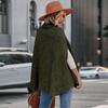 2025 Autumn/Winter Women's High Neck Loose Fashion Cape Sweater - Solid Color