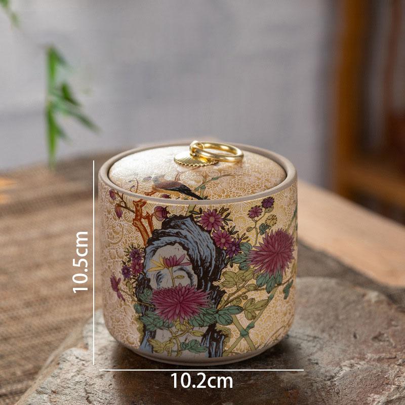 Ceramic Storage Jar with Lid Modern Living Room Desktop Candy Jar Tea Set Creative Hand-painted Decorative Sealed Tea Jar