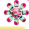 24Pcs Glossy Coconut Tree False Nail Short Square Press On Artificial Nail Tropical Beach Design For Salon Or Home