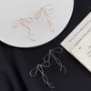 Fashionable Bowknot Earrings Vintage Long Tassels Bow Drop Earrings Simple Line Ear Studs Dangle Eardrop Party Jewelry