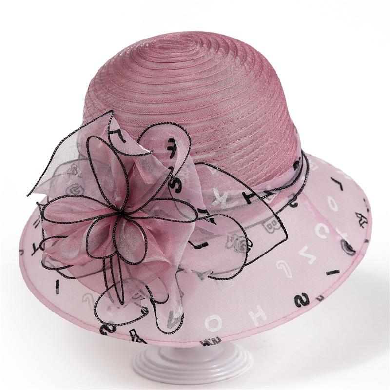 Elegant temperament organza hat women's spring summer bucket hat versatile top hat travel sun hat