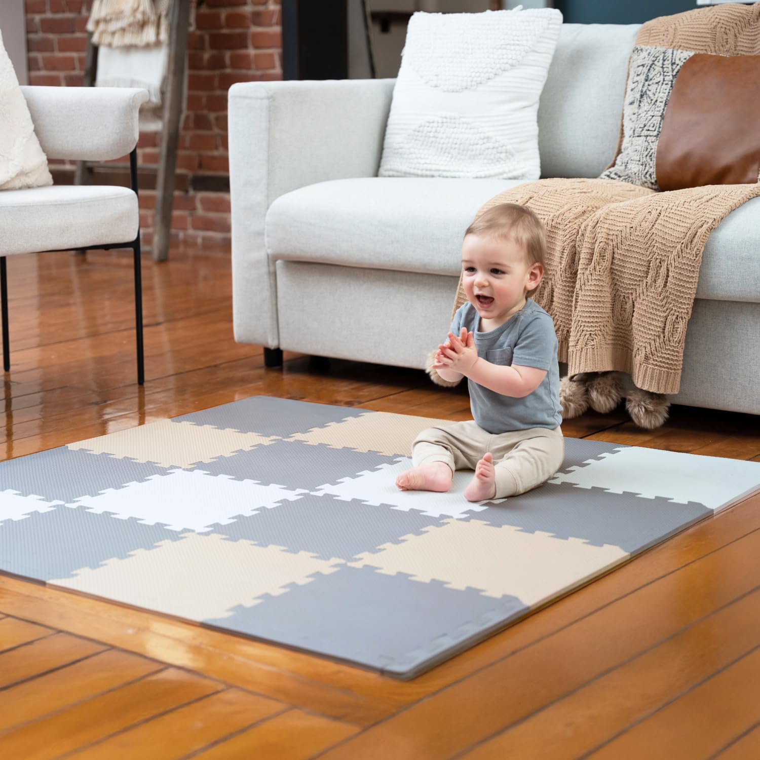 

Soft Interlocking Foam Play Mat for Babies, Safe Floor Tiles for Crawling & Development