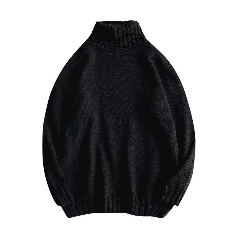 Turtleneck Sweater Men's Autumn and Winter Lazy Wind Loose Solid Color Knitted Sweater Ins Trendy Brand High Street Japanese Large Size Coat