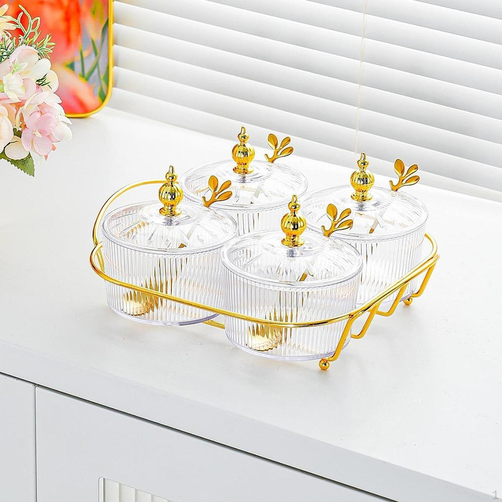 

Разделенная сервировочная тарелка для сухофруктов, орехов и конфет с пылезащитным чехлом clear and 4 grids