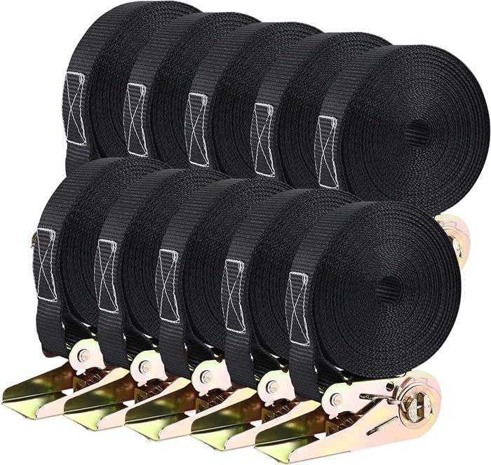 Sangle d'arrimage - AH-127 - 10 Pcs - 800 Kg - Polyester Noir - 6m x 25mm